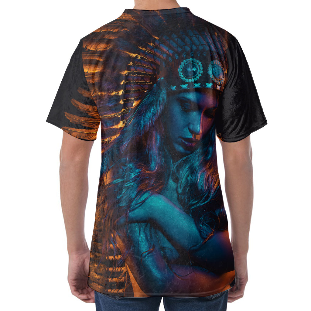 Native Indian Girl Portrait Print Men's Velvet T-Shirt