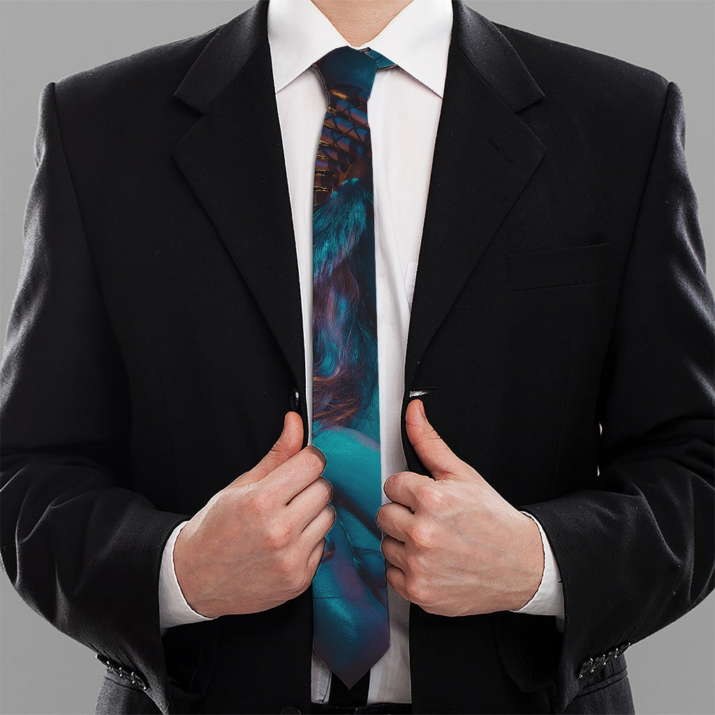 Native Indian Girl Portrait Print Necktie