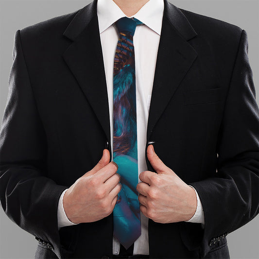 Native Indian Girl Portrait Print Necktie