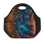 Native Indian Girl Portrait Print Neoprene Lunch Bag