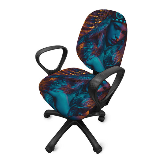 Native Indian Girl Portrait Print Office Chair Cover