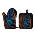 Native Indian Girl Portrait Print Oven Mitt And Pot Holder Set