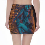Native Indian Girl Portrait Print Pencil Mini Skirt
