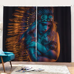 Native Indian Girl Portrait Print Pencil Pleat Curtains