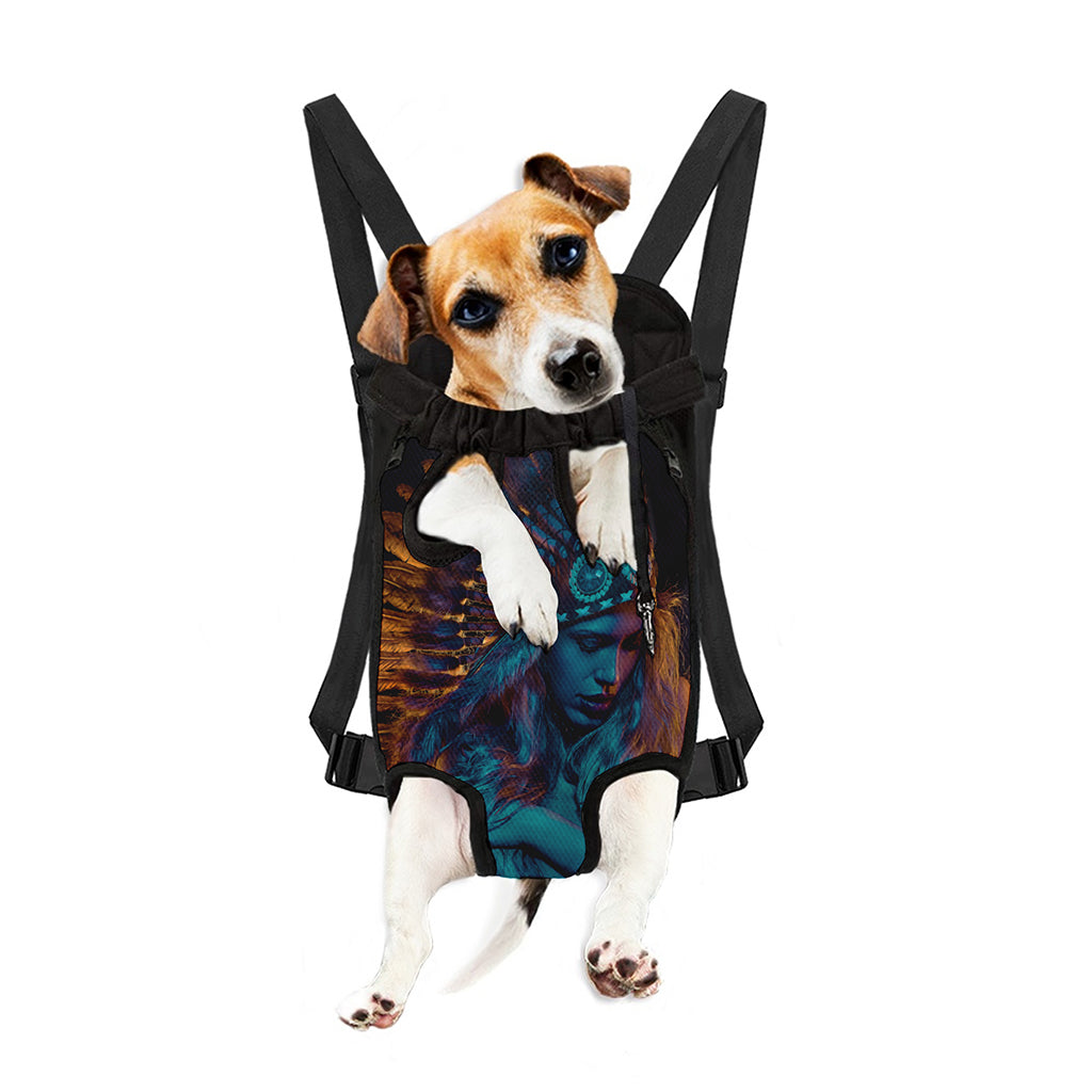 Native Indian Girl Portrait Print Pet Carrier Backpack