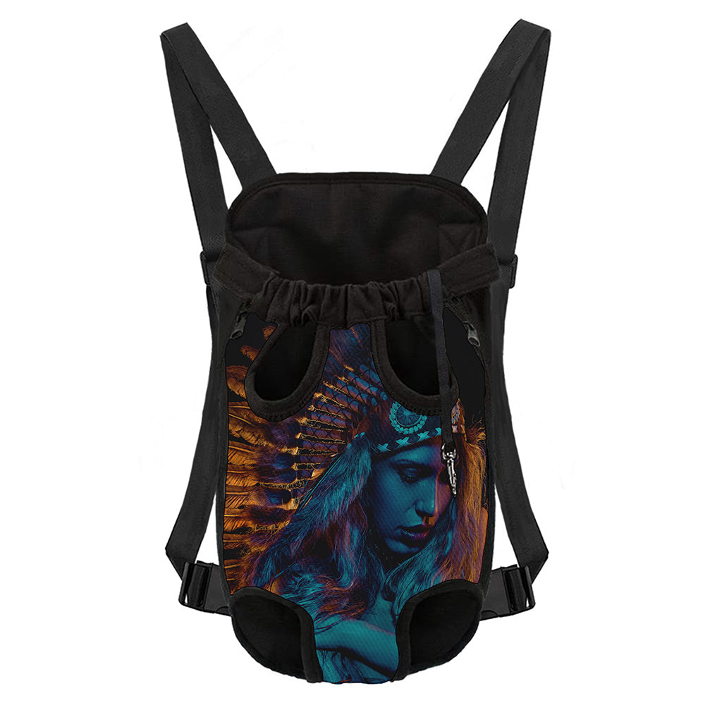 Native Indian Girl Portrait Print Pet Carrier Backpack