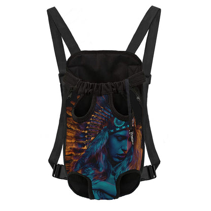 Native Indian Girl Portrait Print Pet Carrier Backpack