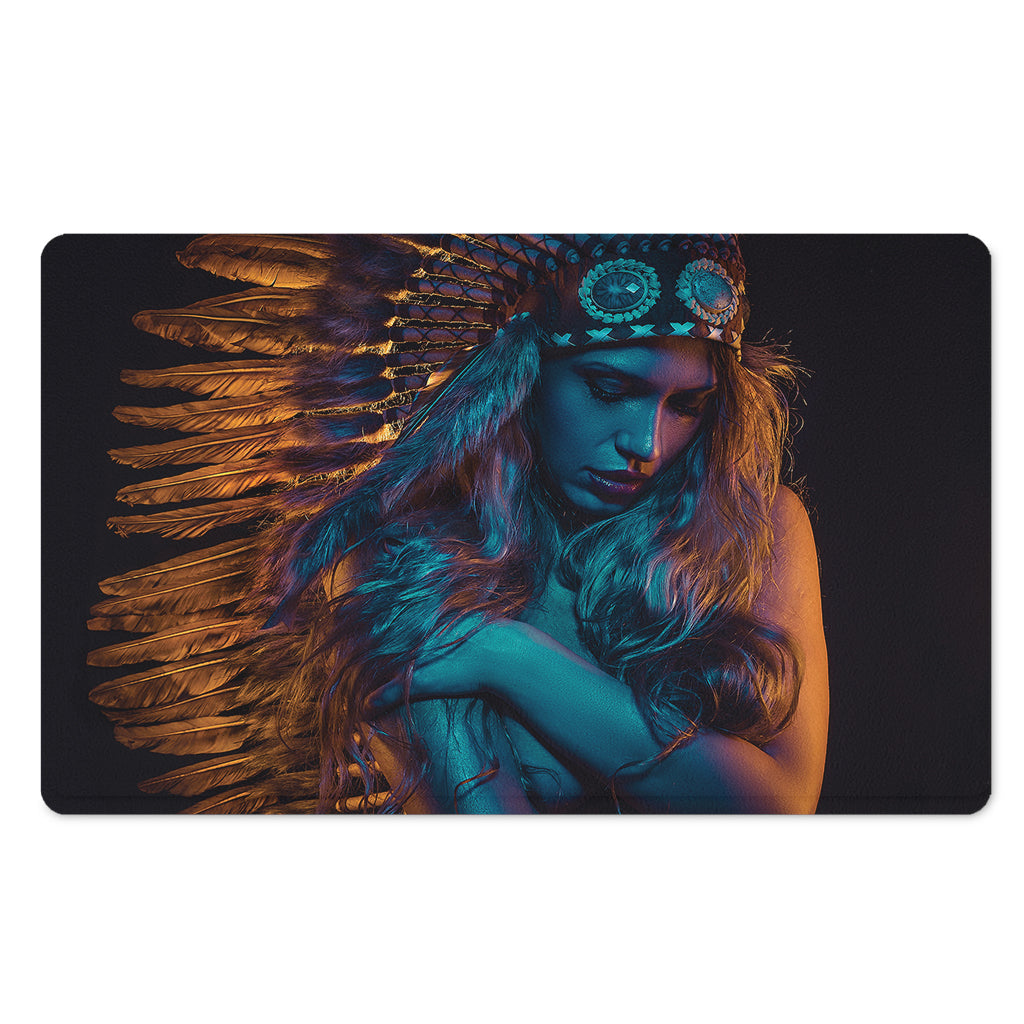 Native Indian Girl Portrait Print Polyester Doormat