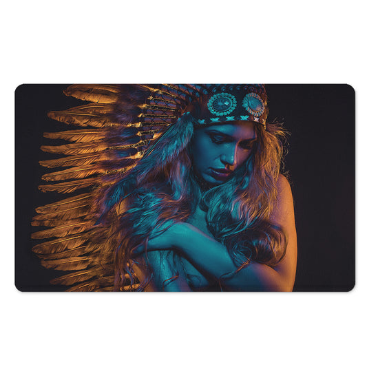 Native Indian Girl Portrait Print Polyester Doormat