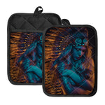 Native Indian Girl Portrait Print Pot Holders With Pocket