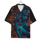Native Indian Girl Portrait Print Rayon Hawaiian Shirt