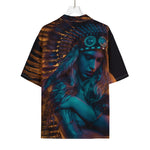Native Indian Girl Portrait Print Rayon Hawaiian Shirt