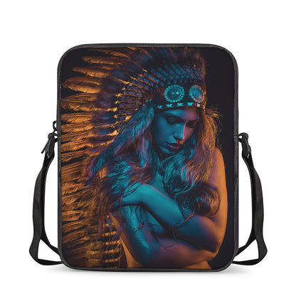 Native Indian Girl Portrait Print Rectangular Crossbody Bag