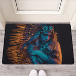 Native Indian Girl Portrait Print Rubber Doormat