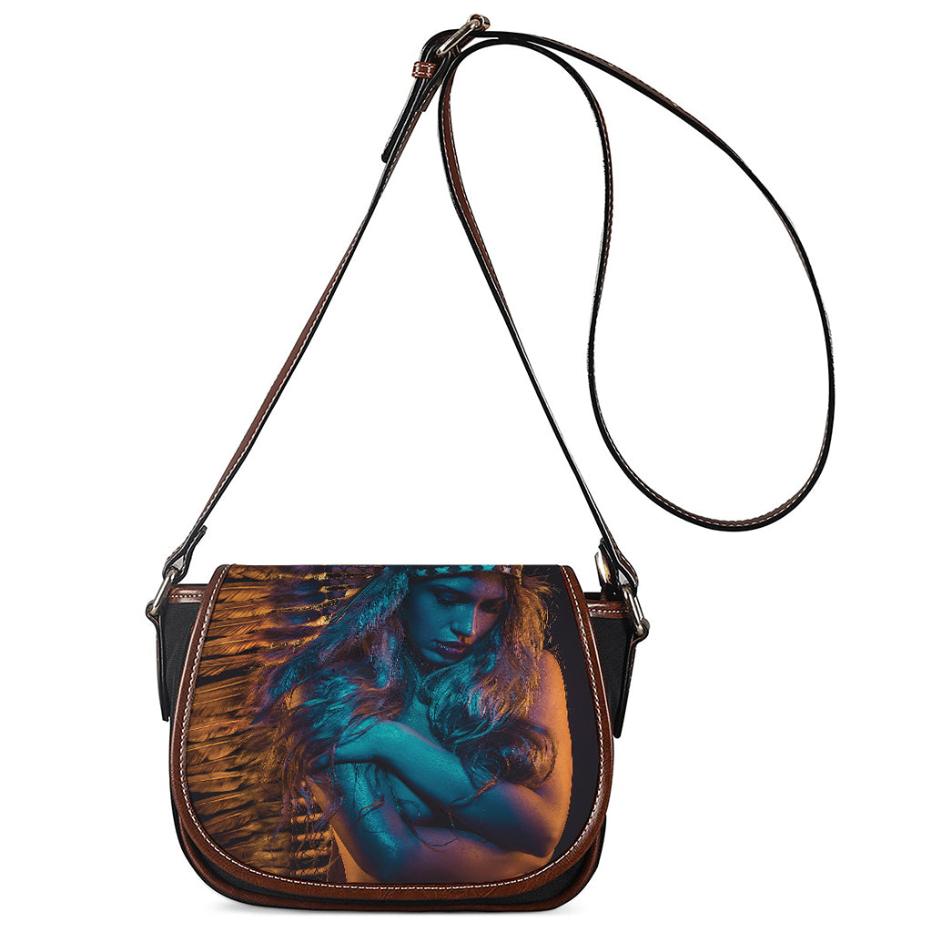 Native Indian Girl Portrait Print Saddle Bag