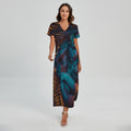 Native Indian Girl Portrait Print Short Sleeve Maxi Dress