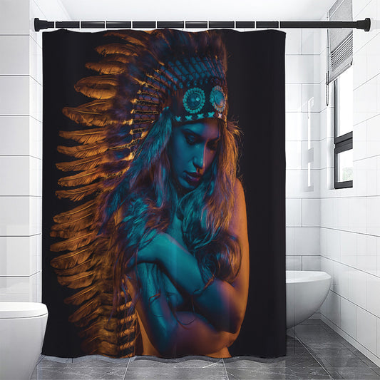 Native Indian Girl Portrait Print Shower Curtain