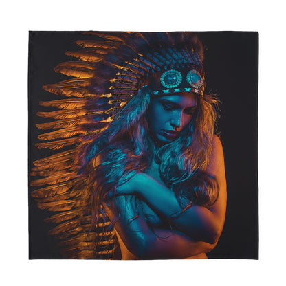 Native Indian Girl Portrait Print Silk Bandana