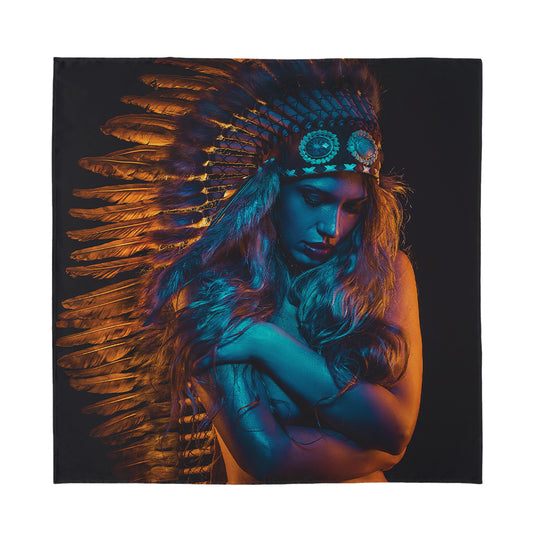 Native Indian Girl Portrait Print Silk Bandana