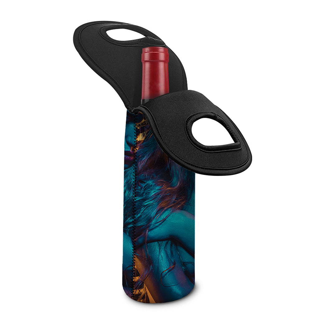 Native Indian Girl Portrait Print Single Neoprene Wine Tote