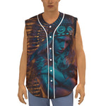 Native Indian Girl Portrait Print Sleeveless Baseball Jersey