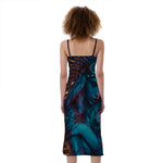 Native Indian Girl Portrait Print Slim Fit Midi Cami Dress