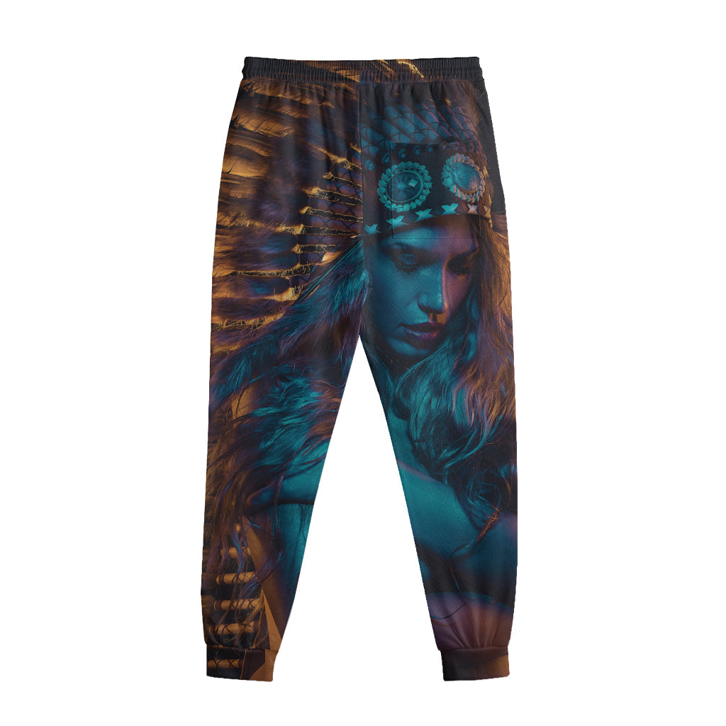 Native Indian Girl Portrait Print Sweatpants