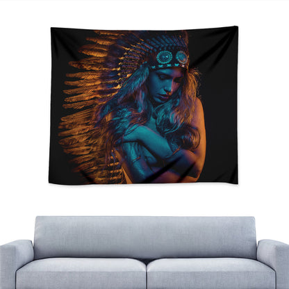 Native Indian Girl Portrait Print Tapestry