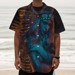 Native Indian Girl Portrait Print Textured Short Sleeve Shirt