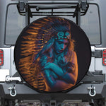 Native Indian Girl Portrait Print Tire Cover