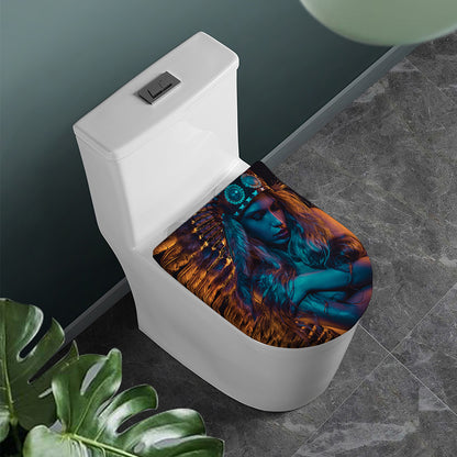 Native Indian Girl Portrait Print Toilet Lid Cover