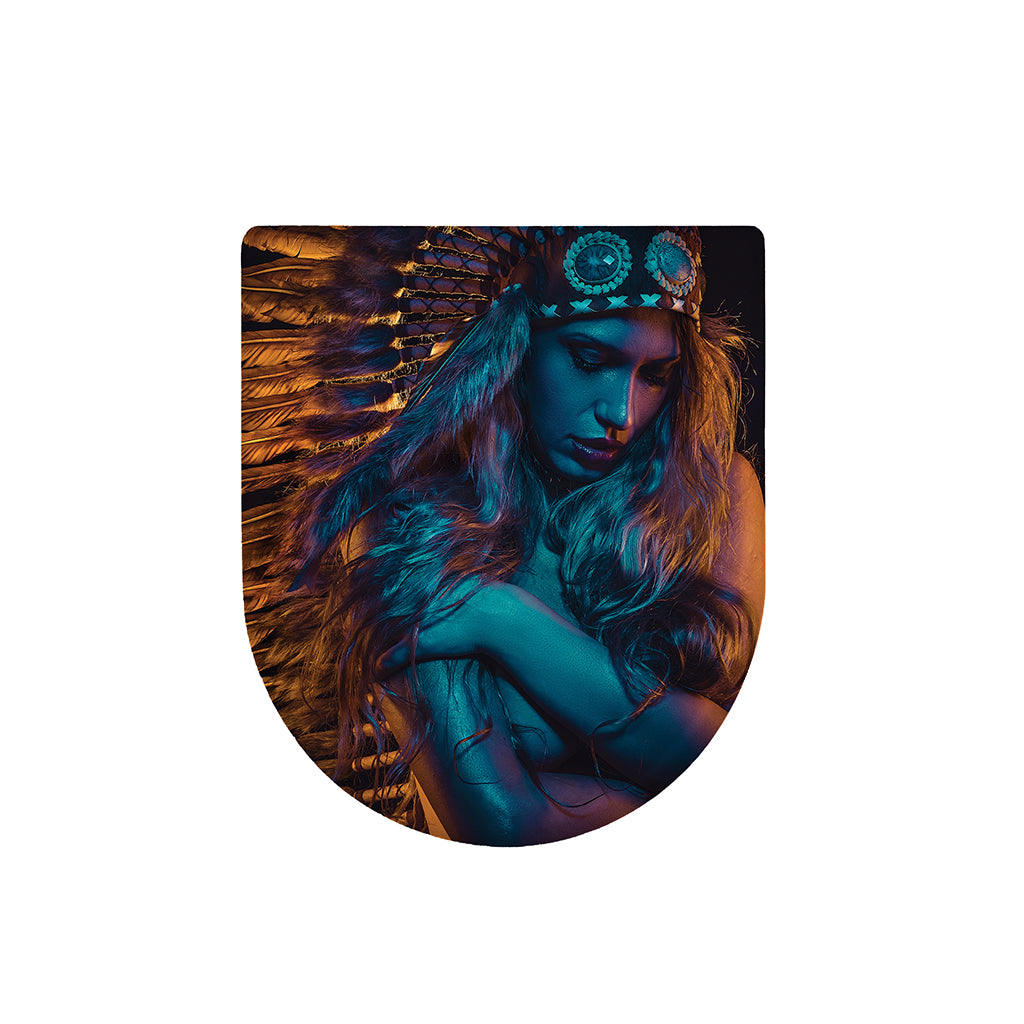 Native Indian Girl Portrait Print Toilet Lid Cover