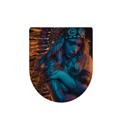 Native Indian Girl Portrait Print Toilet Lid Cover