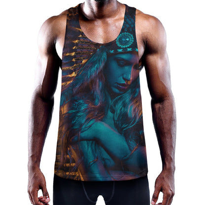 Native Indian Girl Portrait Print Training Tank Top
