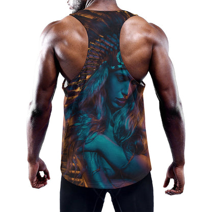 Native Indian Girl Portrait Print Training Tank Top