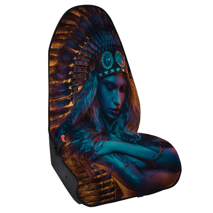 Native Indian Girl Portrait Print Waterproof Car Seat Cover