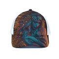 Native Indian Girl Portrait Print White Mesh Trucker Hat