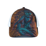 Native Indian Girl Portrait Print White Mesh Trucker Cap