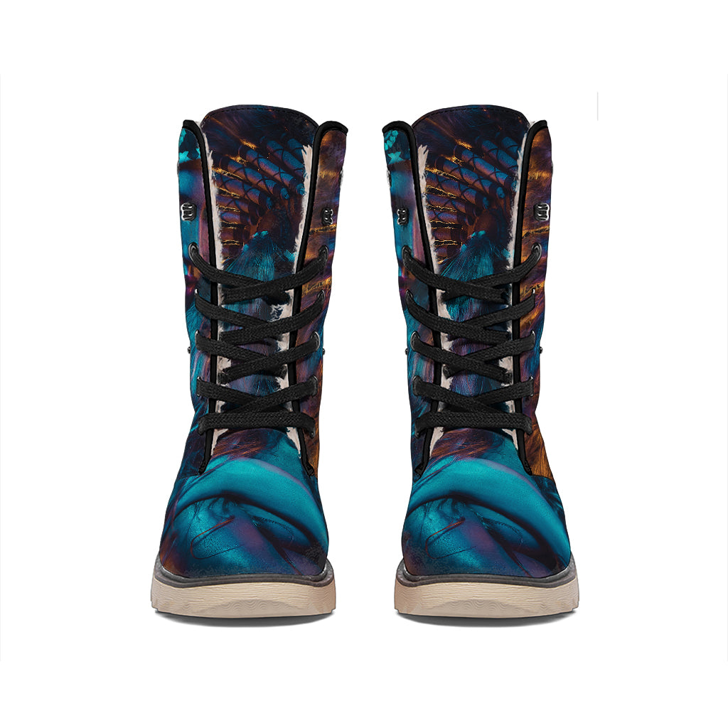 Native Indian Girl Portrait Print Winter Boots