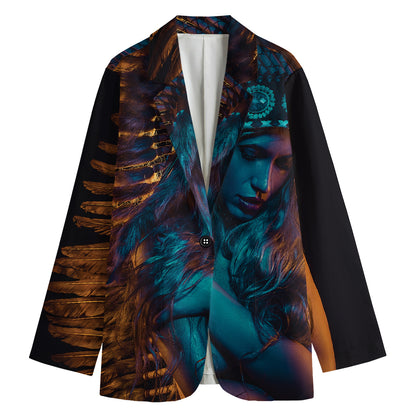 Native Indian Girl Portrait Print Women's Blazer