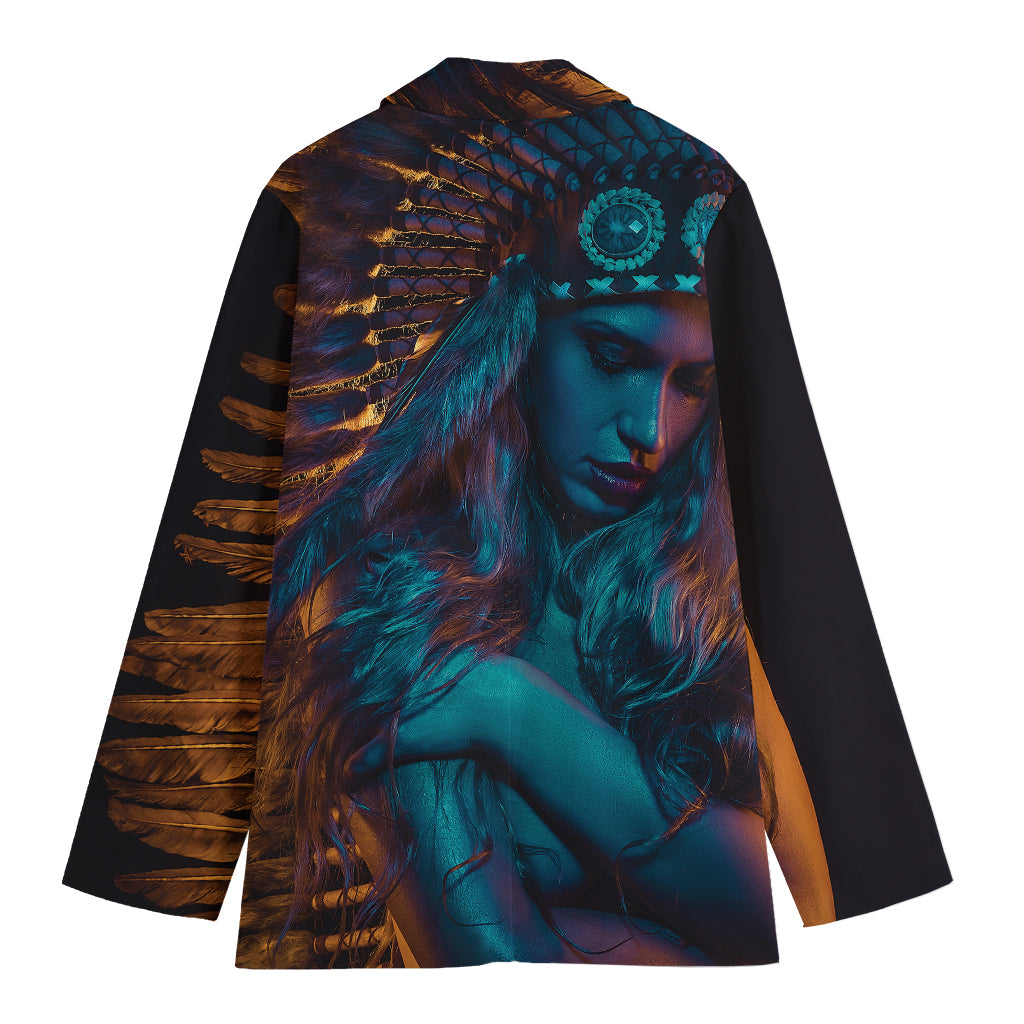 Native Indian Girl Portrait Print Women's Blazer