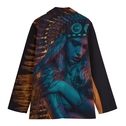 Native Indian Girl Portrait Print Women's Blazer