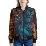 Native Indian Girl Portrait Print Women's Bomber Jacket