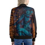 Native Indian Girl Portrait Print Women's Bomber Jacket