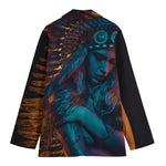 Native Indian Girl Portrait Print Women's Cotton Blazer