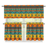 Native Indian Inspired Pattern Print 3 Piece Kitchen Curtains