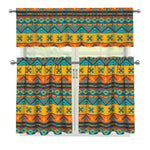 Native Indian Inspired Pattern Print 3 Piece Kitchen Curtains
