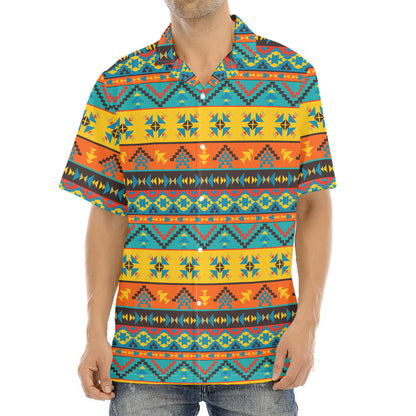 Native Indian Inspired Pattern Print Aloha Shirt