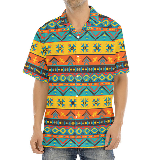 Native Indian Inspired Pattern Print Aloha Shirt