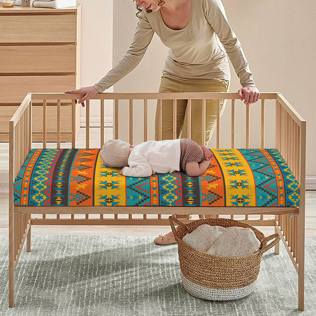Native Indian Inspired Pattern Print Baby Crib Sheet